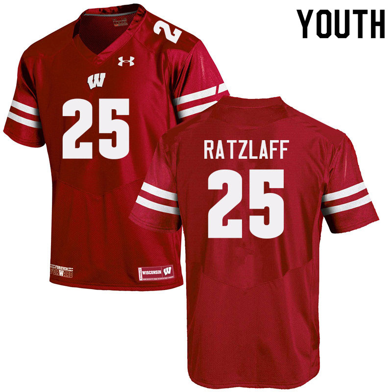 Wisconsin Badgers Youth #25 Jake Ratzlaff NCAA Under Armour Authentic Red College Stitched Football Jersey XZ40R67FV